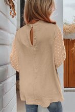 Load image into Gallery viewer, Parchment Swiss Dot Balloon Sleeve Loose Blouse

