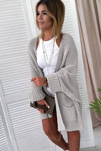 Load image into Gallery viewer, Gray Oversized Fold Over Sleeve Open Front Cardigan
