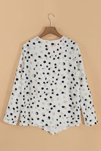 Load image into Gallery viewer, White Polka Dot Print Button Front V Neck Blouse
