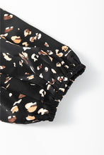 Load image into Gallery viewer, Black Leopard Print Lantern Sleeve Mock Neck Pleated Blouse
