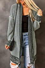 Load image into Gallery viewer, Gray Plaid Knitted Long Open Front Cardigan
