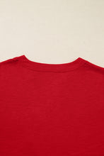 Load image into Gallery viewer, Racing Red Solid Color Button V Neck Long Sleeve Top
