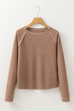 Load image into Gallery viewer, Smoke Gray Textured Round Neck Long Sleeve Top
