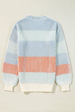 Load image into Gallery viewer, Multicolour Colorblock Textured Knit Bubble Sleeve Sweater
