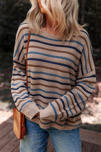 Load image into Gallery viewer, Multicolour Striped Knitted Drop Shoulder Round Neck Sweater
