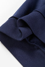 Load image into Gallery viewer, Navy Blue Contrast Piping Zipped Pullover Cropped Pants Set
