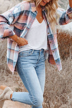 Load image into Gallery viewer, Pink Plaid Flap Pockets Shacket
