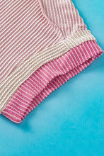 Load image into Gallery viewer, Light Pink Textured Contrast Trim Round Neck T Shirt

