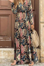Load image into Gallery viewer, Black Floral Print V Neck Wrap High Waist Maxi Dress

