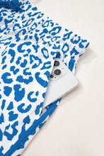 Load image into Gallery viewer, Blue Leopard Elastic Waistband Lace up Contrast Trim Casual Shorts
