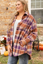 Load image into Gallery viewer, Multicolour Plus Size Plaid Print Collared Button up Jacket
