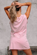 Load image into Gallery viewer, Light Pink 2 Pieces Mineral Wash Cotton Tank Top Lined Split Skirt Set
