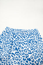 Load image into Gallery viewer, Blue Leopard Elastic Waistband Lace up Contrast Trim Casual Shorts
