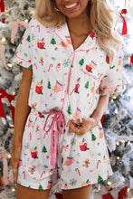 Load image into Gallery viewer, White Christmas Spirits Shirt Style 2pcs Short Pajama Set
