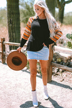 Load image into Gallery viewer, Orange Geo Print Raglan Patchwork Long Sleeve Tee
