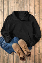 Load image into Gallery viewer, Black Fleece Lined Zip Up Stand Collar Thumbhole Sleeve Sweatshirt
