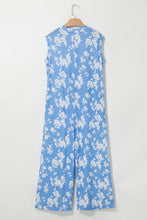 Load image into Gallery viewer, Myosotis Floral Print Half Button Wide Leg Relaxed Sleeveless Jumpsuit
