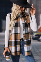 Load image into Gallery viewer, Straw Yellow Retro Plaid Button up Collared Vest
