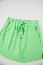Load image into Gallery viewer, Light Green French Terry Drawstring Elastic Waistband Mini Skort with Pockets
