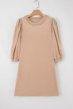 Load image into Gallery viewer, Light French Beige Braided Trim Puff Sleeve Dress
