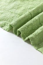 Load image into Gallery viewer, Light Green Solid Color Textured Side Split Crew Neck Blouse
