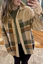 Load image into Gallery viewer, Parchment Retro Plaid Corduroy Patchwork Shacket
