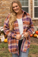Load image into Gallery viewer, Multicolour Plus Size Plaid Print Collared Button up Jacket
