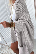 Load image into Gallery viewer, Gray Oversized Fold Over Sleeve Open Front Cardigan
