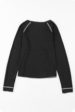 Load image into Gallery viewer, Black Textured Round Neck Long Sleeve Top
