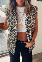 Load image into Gallery viewer, Brown Leopard Open Front Jacket Vest
