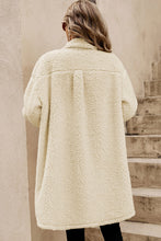 Load image into Gallery viewer, Beige Contrast Flap Pocket Single Breasted Teddy Coat
