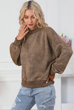 Load image into Gallery viewer, Brown Drop Shoulder Crew Neck Pullover Sweatshirt
