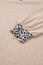 Load image into Gallery viewer, Parchment Leopard Patchwork V Neck Long Sleeve Plus Size Top
