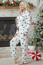 Load image into Gallery viewer, White Bows Print Two Piece Sleepwear
