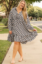 Load image into Gallery viewer, Apricot Geometric Print Collared V Neck Plus Size Mini Dress
