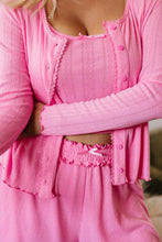 Load image into Gallery viewer, Bonbon Delicate Texture Cropped Cami Shorts and Cardigan 3pcs Lounge Set
