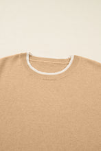 Load image into Gallery viewer, Tan Plus Size Leopard Bow Decor Split Cuffs Loose Sweater
