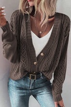 Load image into Gallery viewer, Dark Khaki Open Knit Drop Shoulder Sweater Cardigan
