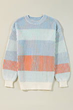Load image into Gallery viewer, Multicolour Colorblock Textured Knit Bubble Sleeve Sweater
