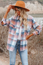 Load image into Gallery viewer, Pink Plaid Flap Pockets Shacket
