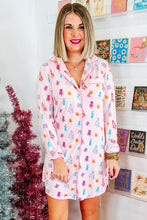 Load image into Gallery viewer, Pink Christmas Twinkle Tree Print Shirt Sleep Dress
