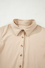 Load image into Gallery viewer, Dearlovers Oatmeal Corduroy Half Button Collared Long Sleeve Mini Dress
