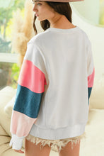 Load image into Gallery viewer, White French Terry Color Block Long Sleeve Top
