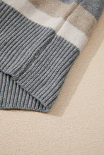 Load image into Gallery viewer, Gray Stripe Color Block Ribbed Edge Round Neck Sweater
