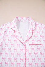 Load image into Gallery viewer, Pink Bow Print Long Sleeve Shirt and Pants Soft Pajama Set
