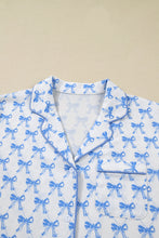 Load image into Gallery viewer, Sky Blue Bow Print Long Sleeve Shirt and Pants Soft Pajama Set

