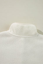 Load image into Gallery viewer, White Fleece Placket Turn-down Collar Drop Shoulder Sweatshirt
