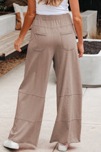 Load image into Gallery viewer, Smoke Gray Mineral Wash Exposed Seam Drawstring Elastic Waistband Wide Leg Cargo Pants
