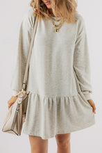 Load image into Gallery viewer, White Solid Color Puff Sleeve Ruffle Hem Mini Dress
