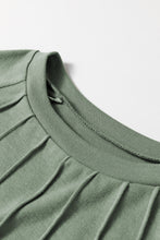 Load image into Gallery viewer, Grass Green Seam Detail Lace Contrast Cuffs Raglan Sleeve Top
